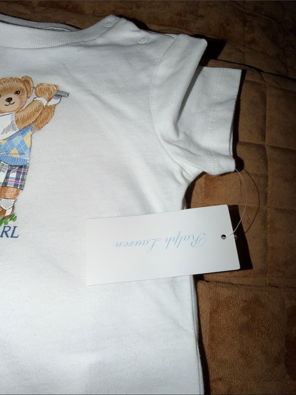 Ralph Lauren White Short-Sleeve Tee with Golf Bear Graphic- 6 months - Picture 2 of 2